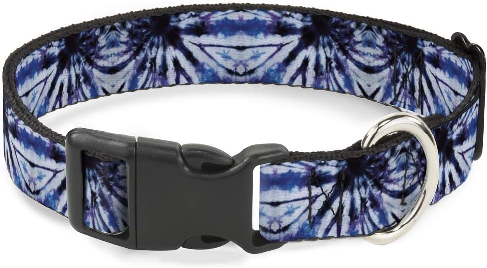 Buckle-Down Plastic Clip Collar - Tie Dye Purple/Blue - 1.5" Wide - Fits 13-18" Neck - Small