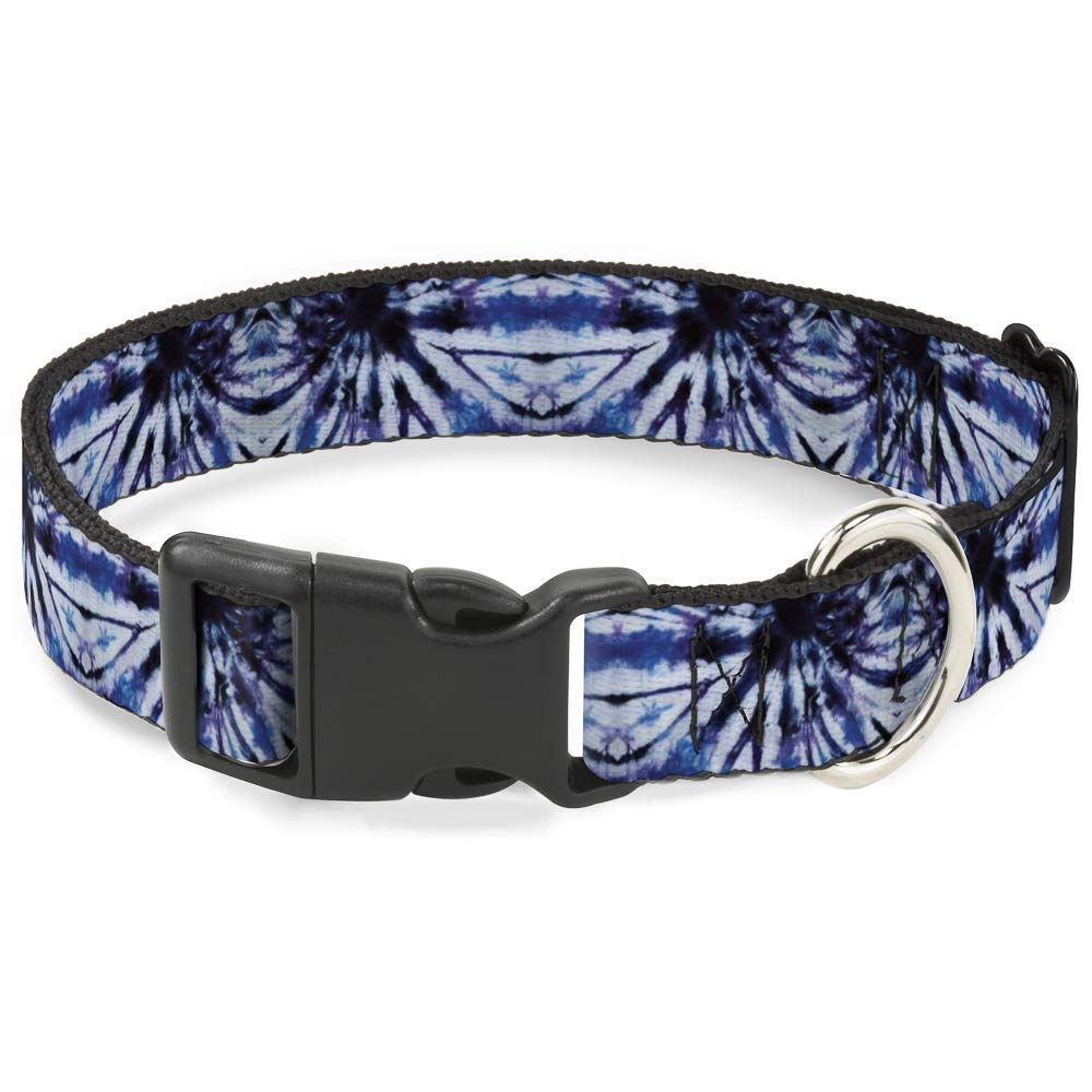 Pince à col plastique Buckle Down tie dye violet bleu chien large petite taille