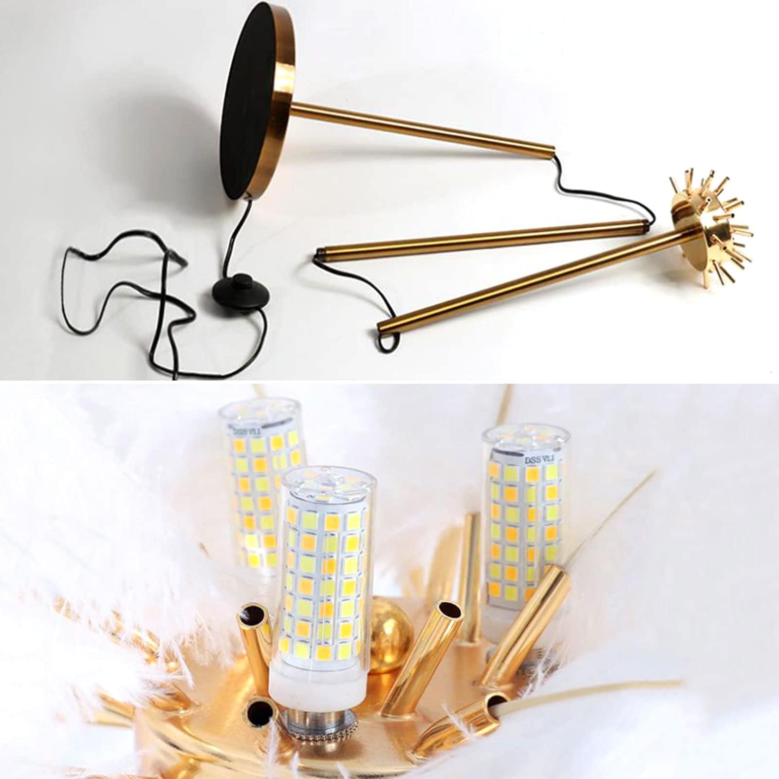 KKXXYQFC Lampada da dimmerabile da 160 cm con Piume di Struzzo Naturali Lampada da Lettura a LED da Perfetta per L'Ufficio e la Decorazione della casa