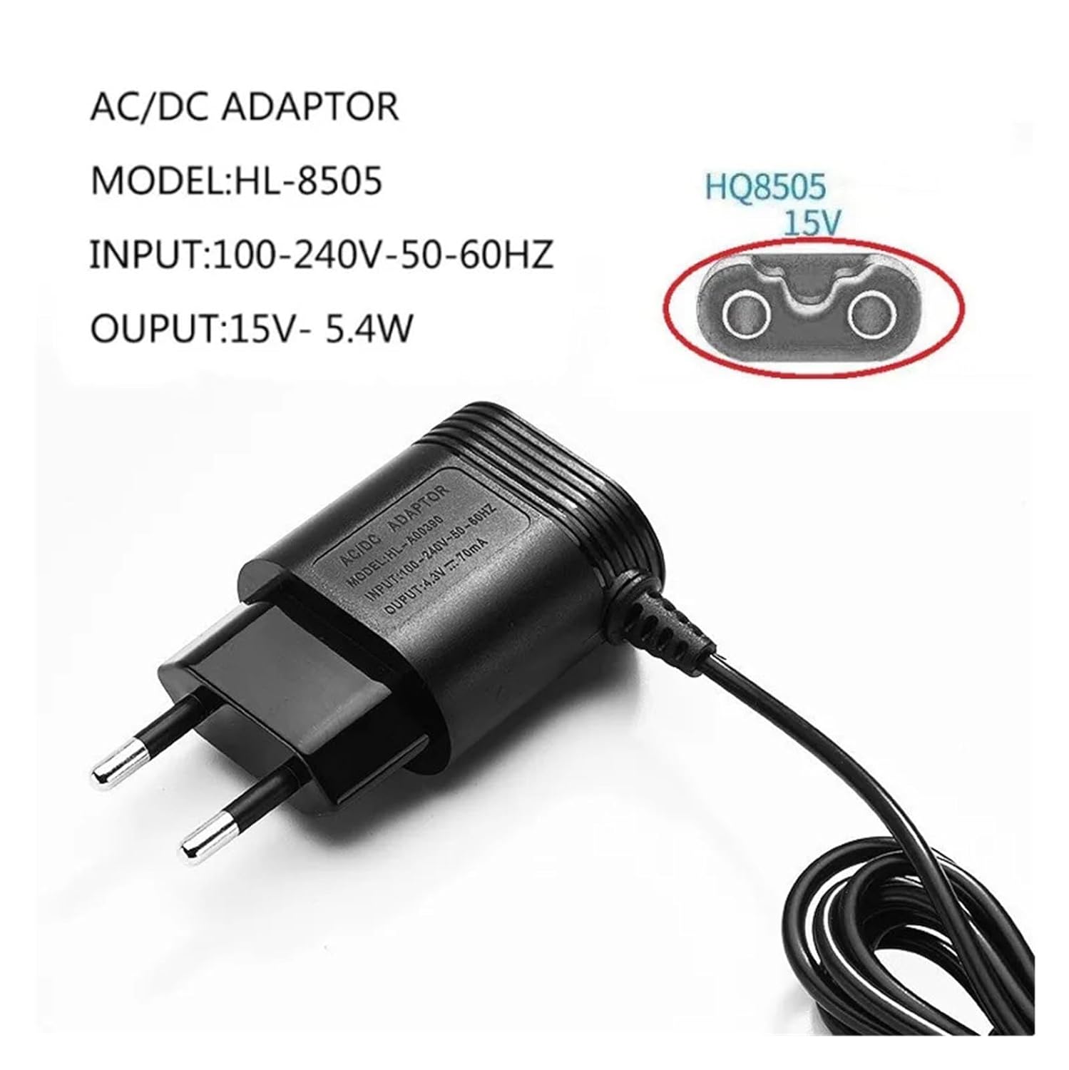 EU/USB Plug AC Power Adapter Charger, Compatible For Philips, HQ8505 HQ6 HQ7 HQ8 HQ9 RQ S5000 Electric Shaver Accessories(EU plug)