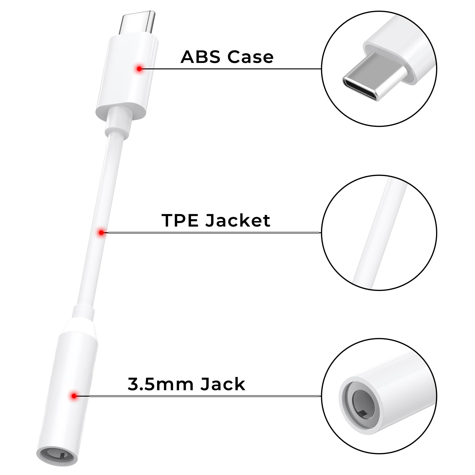 Adaptateur USB C Jack 3,5mm, Convertisseur USB-C vers Casque pour Samsung Galaxy S21 S20 S20+, MacBook Pro, Huawei Honor