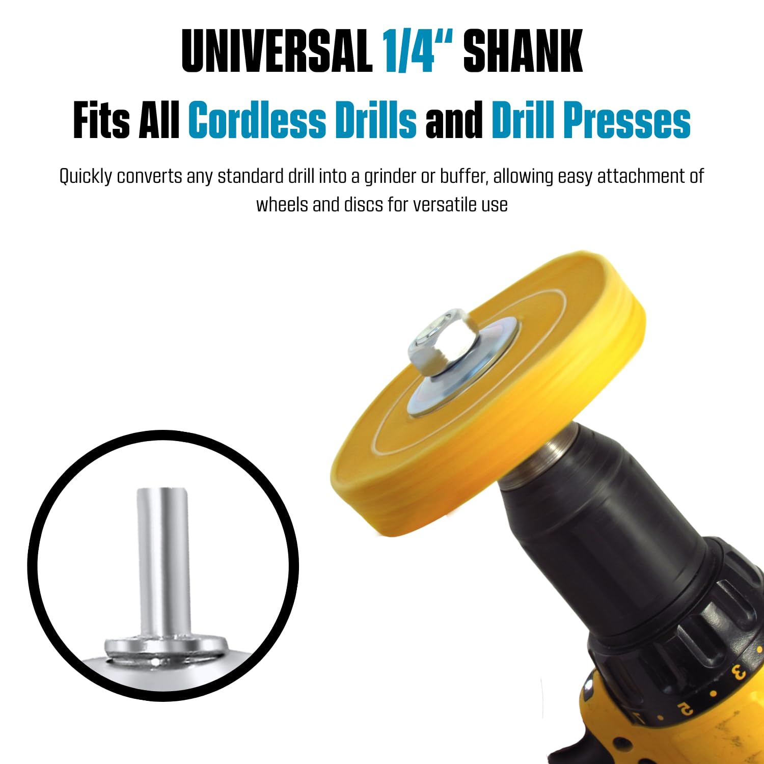 1/2in Drill Arbor Adapter for Buffing, Grinding Wheels, 1/4in Shank — Amazon image 2