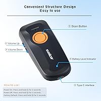 Vista 2 de Sumicor Escáner de código de barras inalámbrico, mini lector Bluetooth portátil, escáner láser 1D con indicador de nivel de batería, pequeño escáner