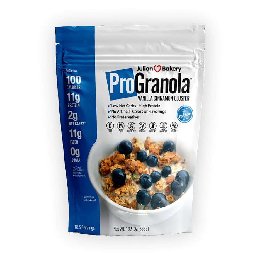 Ｄプログラノーラ★ジュリアンベーカリー ★プロテイン グラノーラ  バニラ Amazon.com: Julian Bakery® ProGranola® Cereal | Vanilla