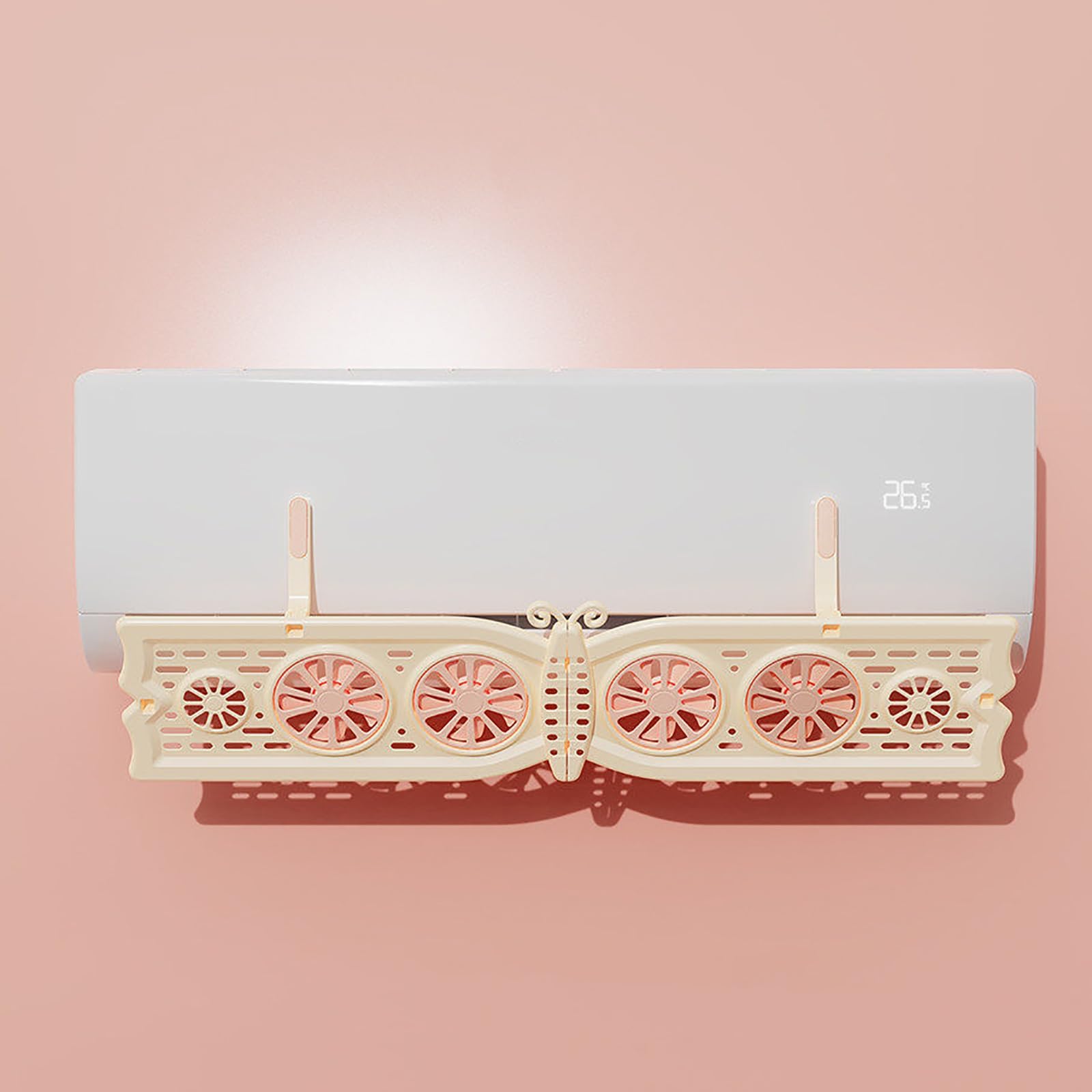 Split Air Deflector, Adjustable Air Conditioner Windshield, 180° Rotatable, Keep Cool from Direct Blow(Pink)
