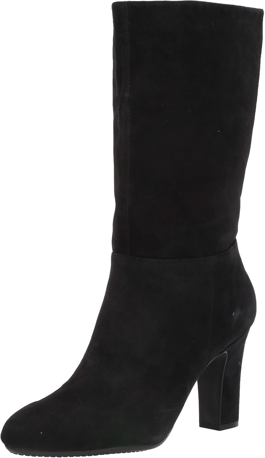 Aerosoles Women's Backstage Mid Calf Boot, Black Suede, 11 M US
