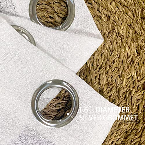 Image of White Curtains 84 Inches Long - Gromment Linen Look Light Filtering Semi Sheer Curtains for Bedroom Window Treatments, 2 Panels, 52 x 84 Inch