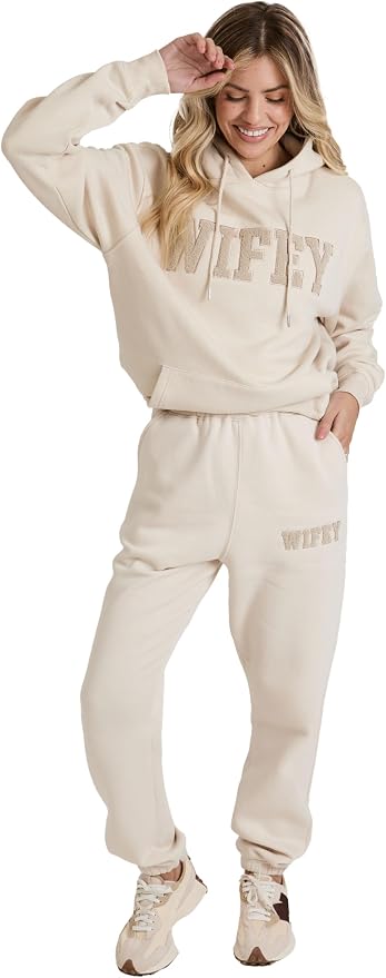 Six Stories | Oversized Wifey Teddy Hoodie in Champagne | Soft & Cozy Fleece Pullover Hooded Sweater