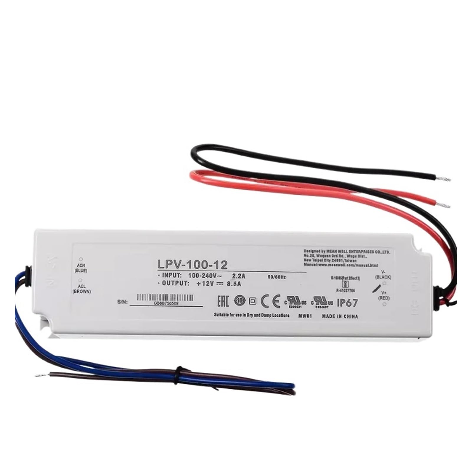 LPV-100-12 102W Single Output Switching Power Supply LPV-100 12V 8.5A