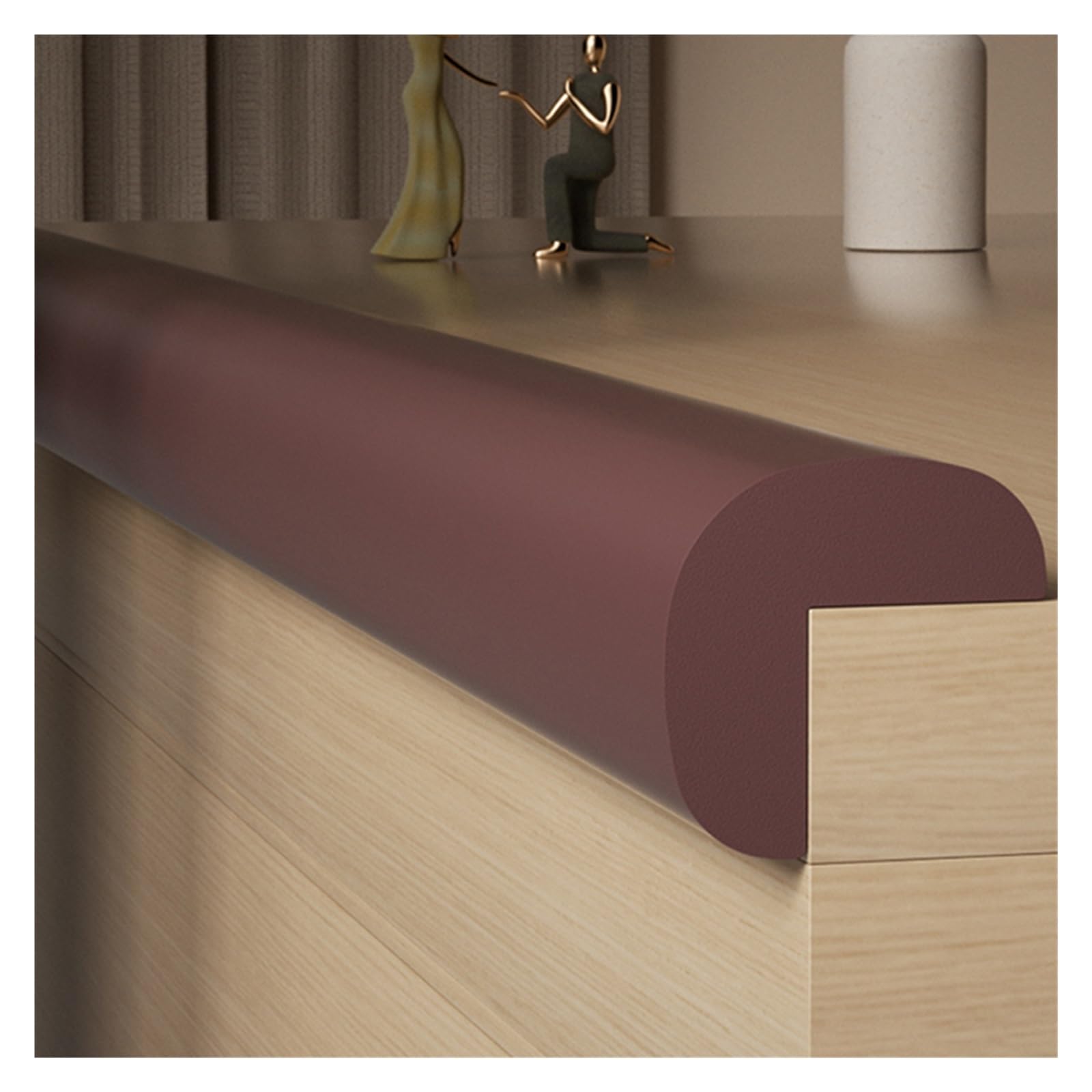WIGING Foam Safety Strips, L Type Safety Edge Protection Strip, Self-Adhesive Children Anti Collision Strip, Table Corners Cushion Bumper For Furniture Desk Worktop (Color : Brown, Size : 4m/13.12ft)