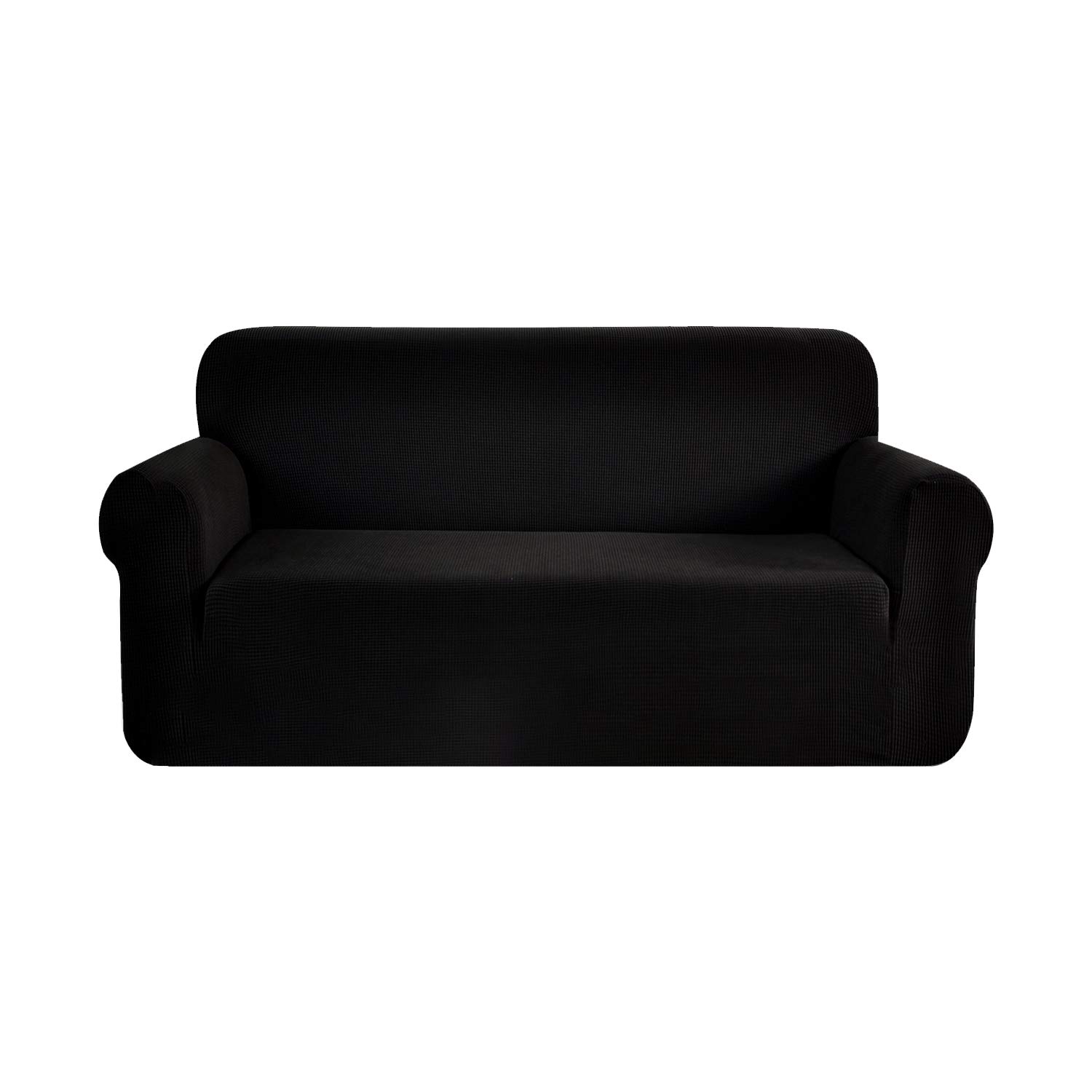 SAMSTEX Stylish Sofa Cover Stretch 1-Piece Sofa Slipcovers High Stretch Sofa Covers 3 Seater Thick Soft Sofa Protector Machine Washable Non Slip Couch Covers (Black, 3 Seater/Sofa)