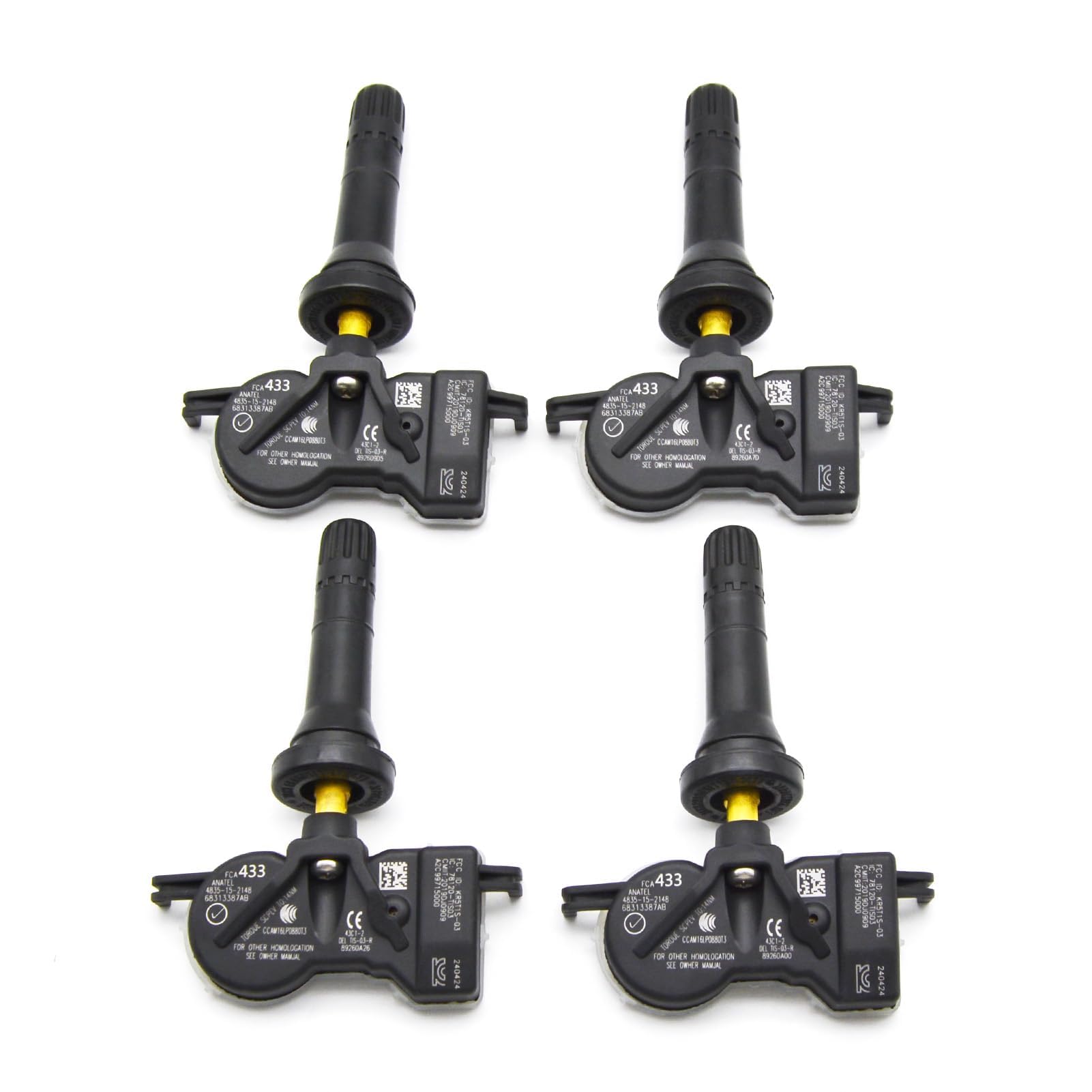 IZYSS 4-Pack TPMS Sensor for Dodge Tire Pressure Monitoring System Sensor 433Mhz Replace 68313387AB 68193586AC 68252493AB Compatible with Chrysler