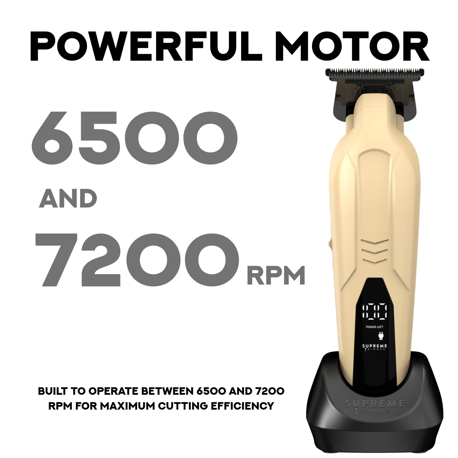 Supreme Trimmer Vader Lite ST3700 – Schnurloser Friseureinsatz & Bartschneider mit Zero-Gap DLC T-Blade, 7000 U/min Motor, 120 Minuten Laufzeit, USB-C-Schnellladung & Führungsschutz für Haar und