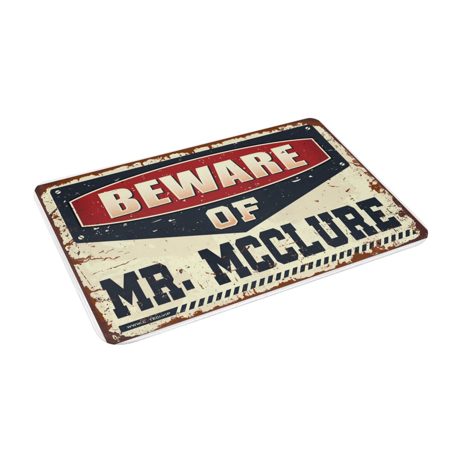 Zerbino con scritta "Beware of Mr. Mcclure", zerbino divertente per esterni, decorazione per la casa (65 x 90 cm)