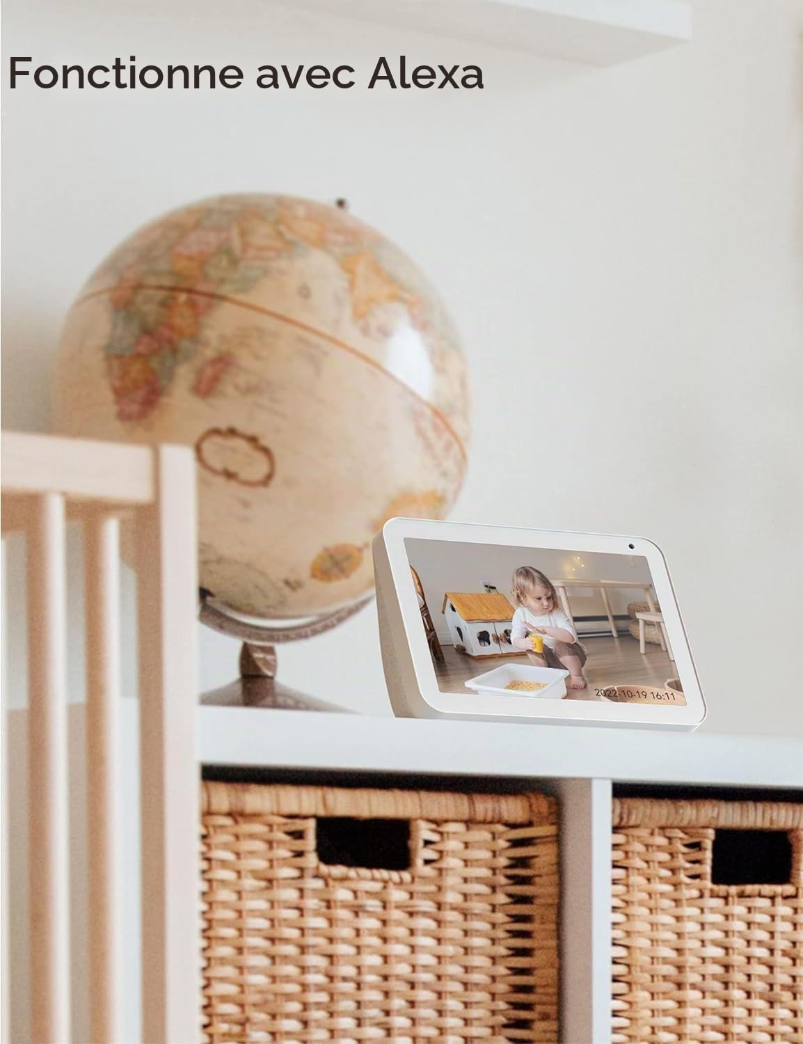 [Exclusivité Amazon] Nooie 2K Baby Monitor avec Carte Micro SD, pour bébé Nounou Personnes âgées et Surveillance d'animaux domestiques, Fonctionne avec Alexa