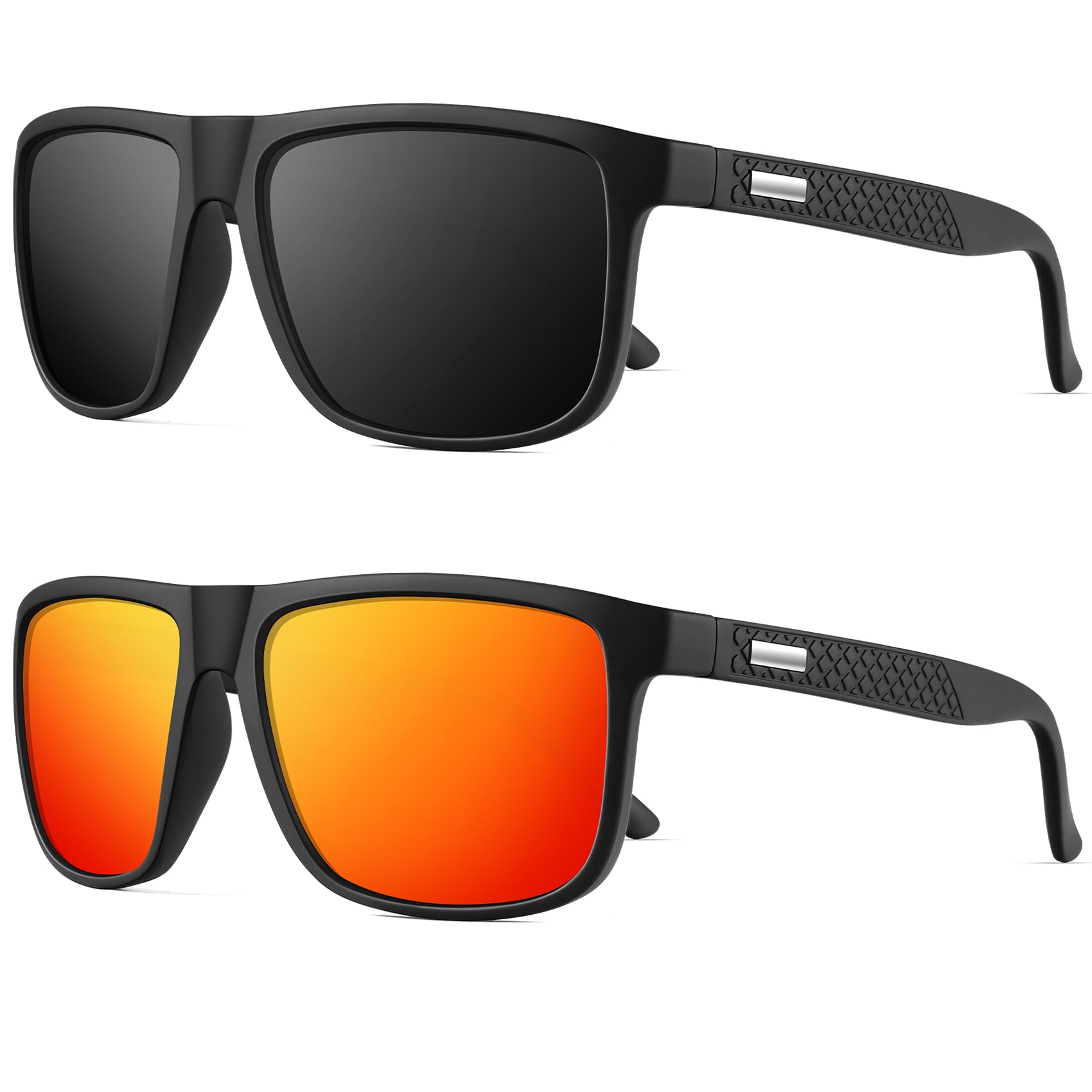 NSSIWPolarized Sunglasses for Men and Women, Mens Sunglasses Polarized UV Protection (Black/Grey + Black/Red)