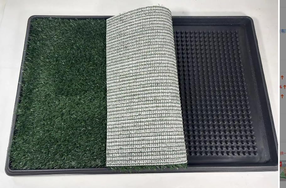 Inodoro para perros con bandeja recolectora, 40 x 50 cm, alfombrilla de césped artificial | Entrenamiento de inodoro para cachorros y perros pequeños | Alfombrilla reutilizable para césped para perros