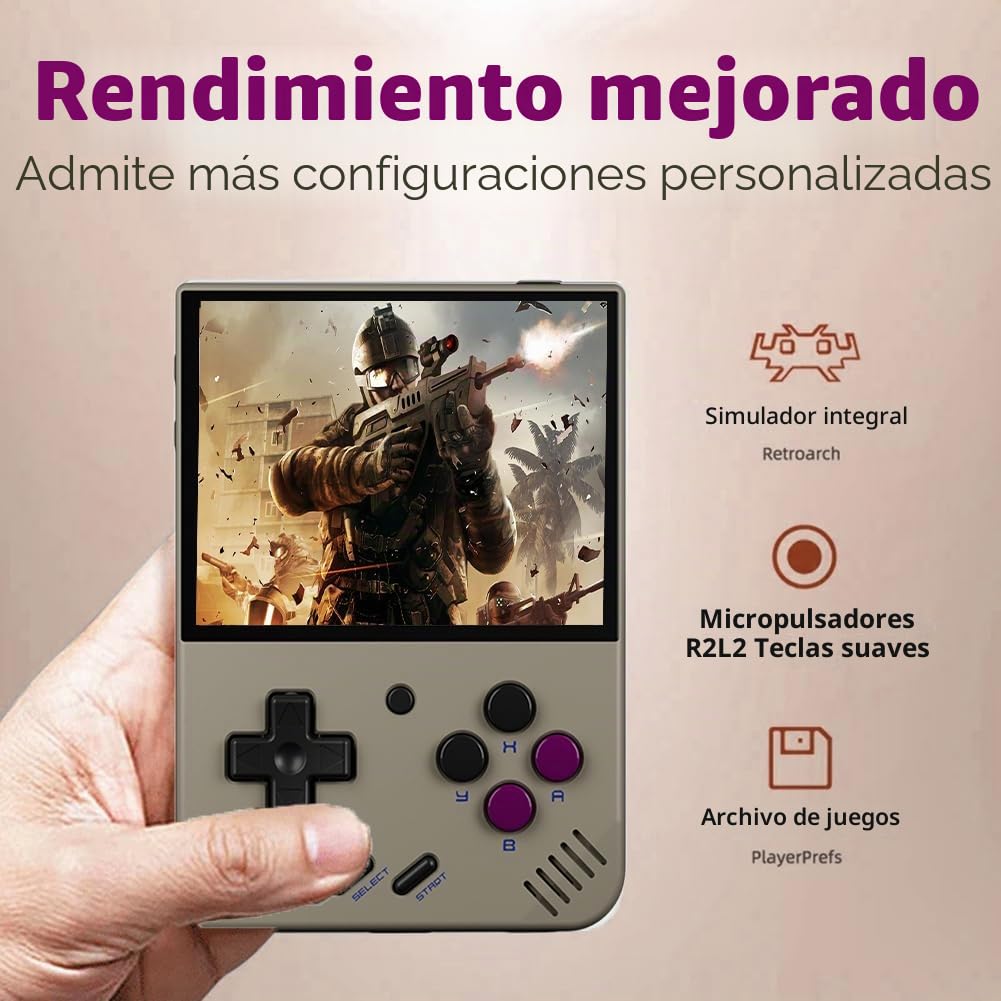 Mini Plus - Consola portátil para videojuegos retro con sistema Linux, pantalla IPS de 3,5 pulgadas, consola de juegos recargable, soporte WiFi, 3000 mAh, regalo para niños y adultos