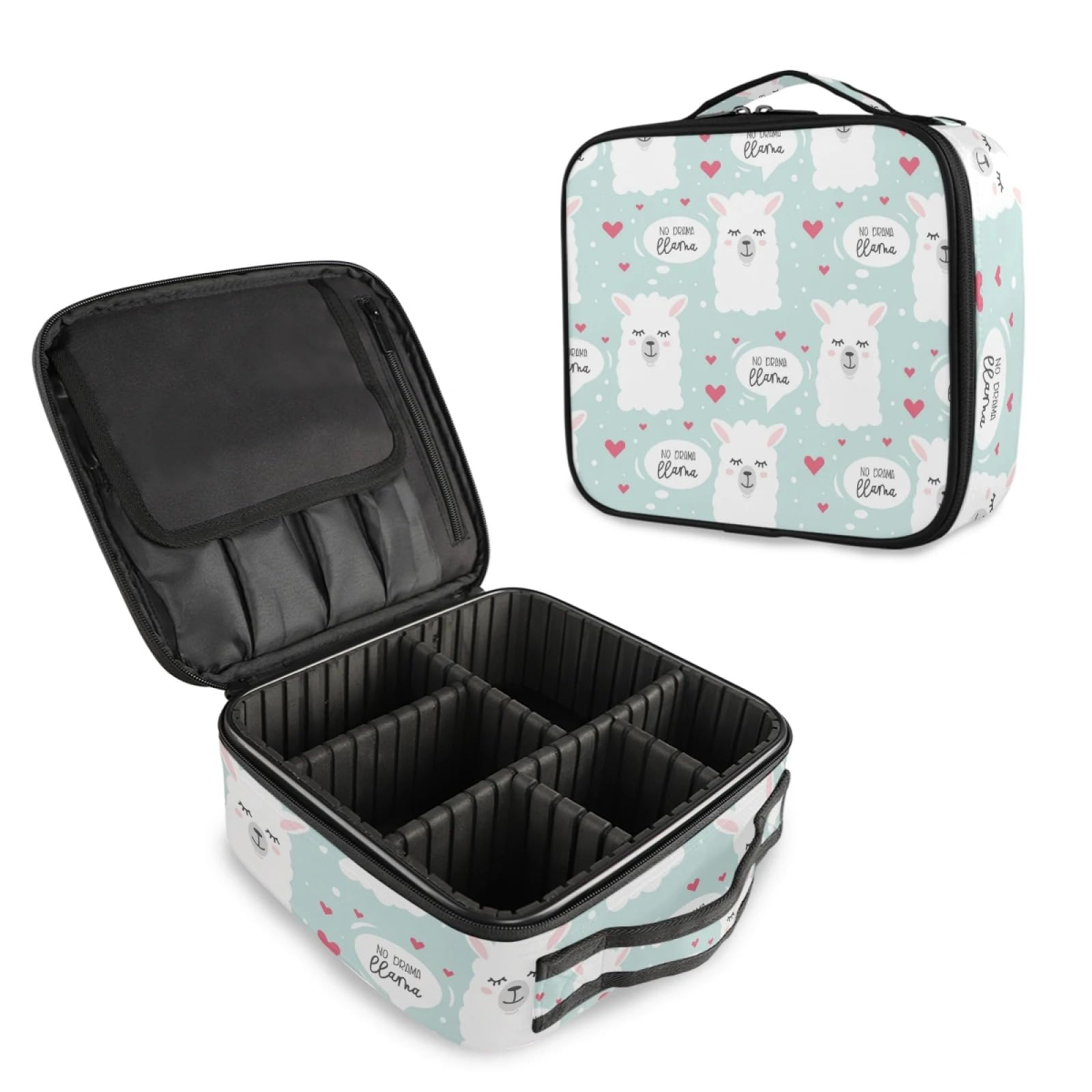 House of Quirk Makeup Box/Cosmetic Storage Case With Adjustable Compartment (Lama Light Blue),W-22 Cm