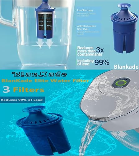 Miniatura 2 de Filtro de agua Elite (dura 6 meses), repuesto para filtro de agua y dispensadores de jarra Brita y más, eficiente de larga vida, reduce el cloro