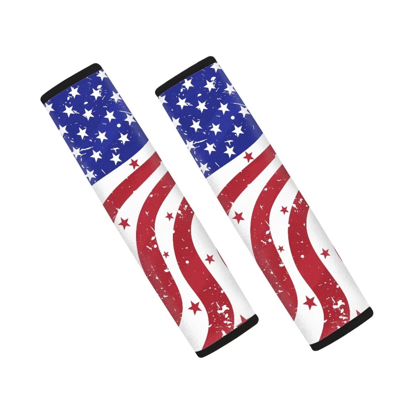 AFPANQZ 4th of July Flag Seat Belt Cover Pads Kit 2 Packs Comfortable Driving Shoulder Protectors Car Safety Seatbelt Pads Soft Comfort Cushion Car Seats Accessories Backpack Strap Pad