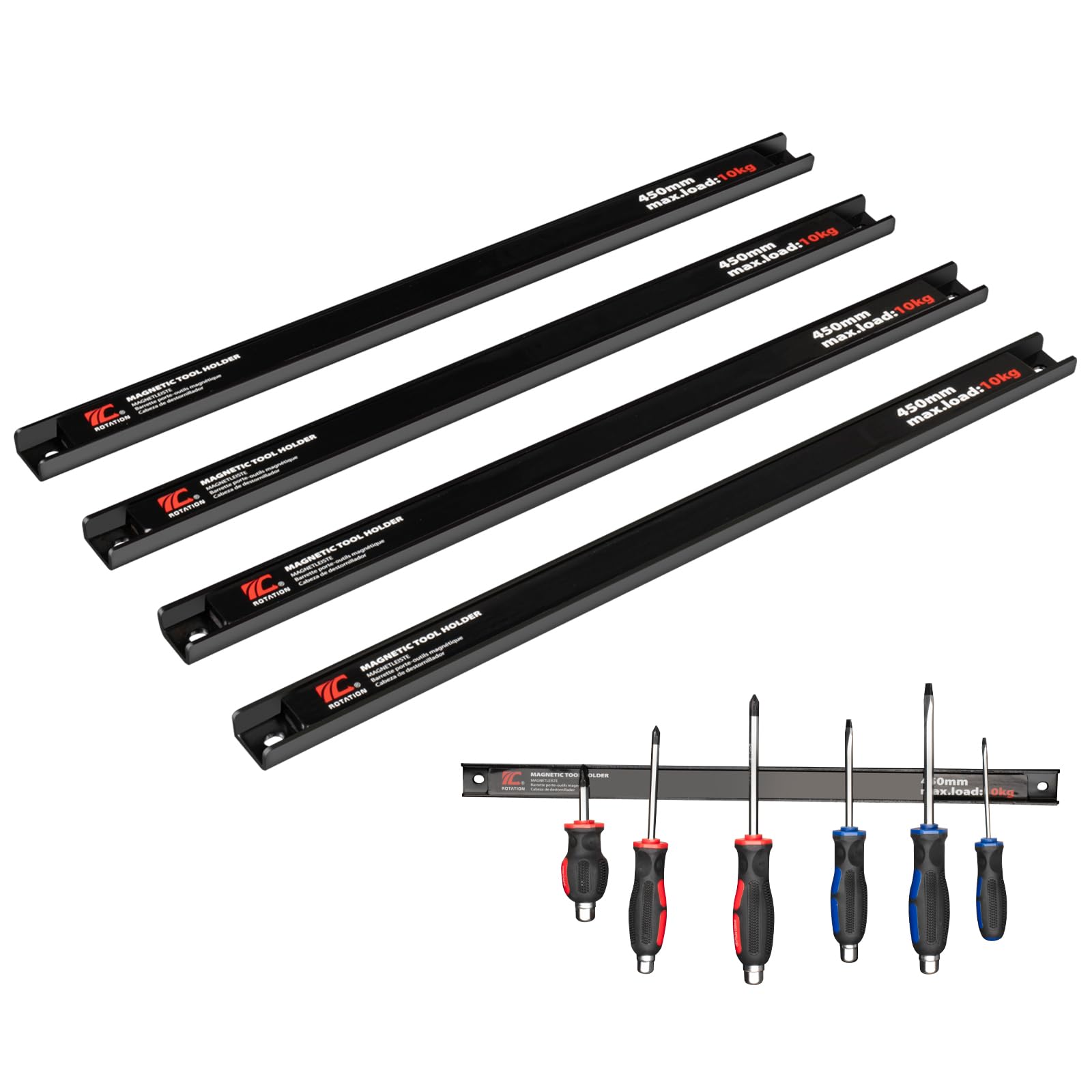 ROTATION Lot de 4 bandes magnétiques pour porte-outils de 45,7 cm