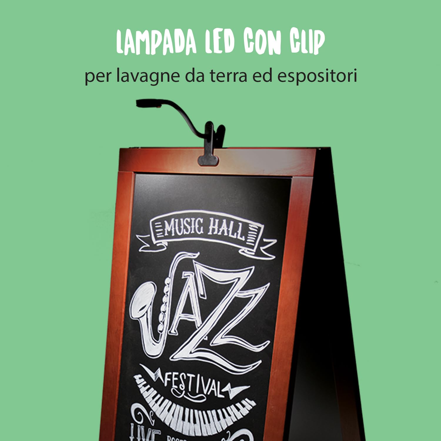 SECURIT - Lampada LED con Attacco a Clip - Cavo 1,5 m - Colore Nero | Luce LED Regolabile - Uso Interno ed Esterno - Fissaggio a Clip Rapido