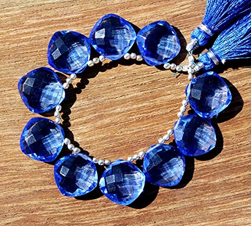Quartz bleu en briolettes coussin facettées de 14x14mm pour création de bijoux de 2.5 pouces