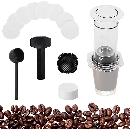 Supvox? Press Coffee Maker 4 Stage Brewing Easy Press Coffee Brewing Pot Heat Resistant Food Grade PP Manual Detachable Design Portable Maker for Travel,Camping,Grey