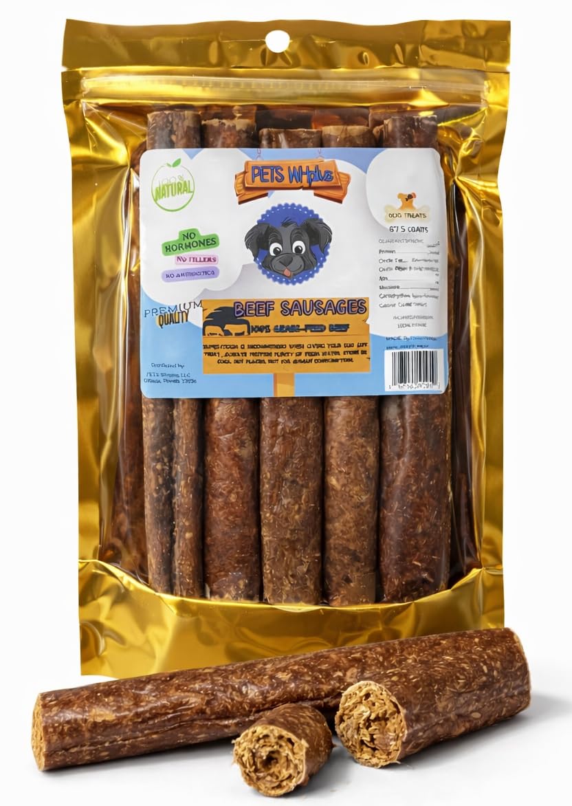 PETS WHplus Beef Jerky Sticks for Dogs – 6 Inch (5 Count), 100% Natural Dehydrated Beef Dog Treats & Chews, Rawhide-Free, Naturally Low Odor Training