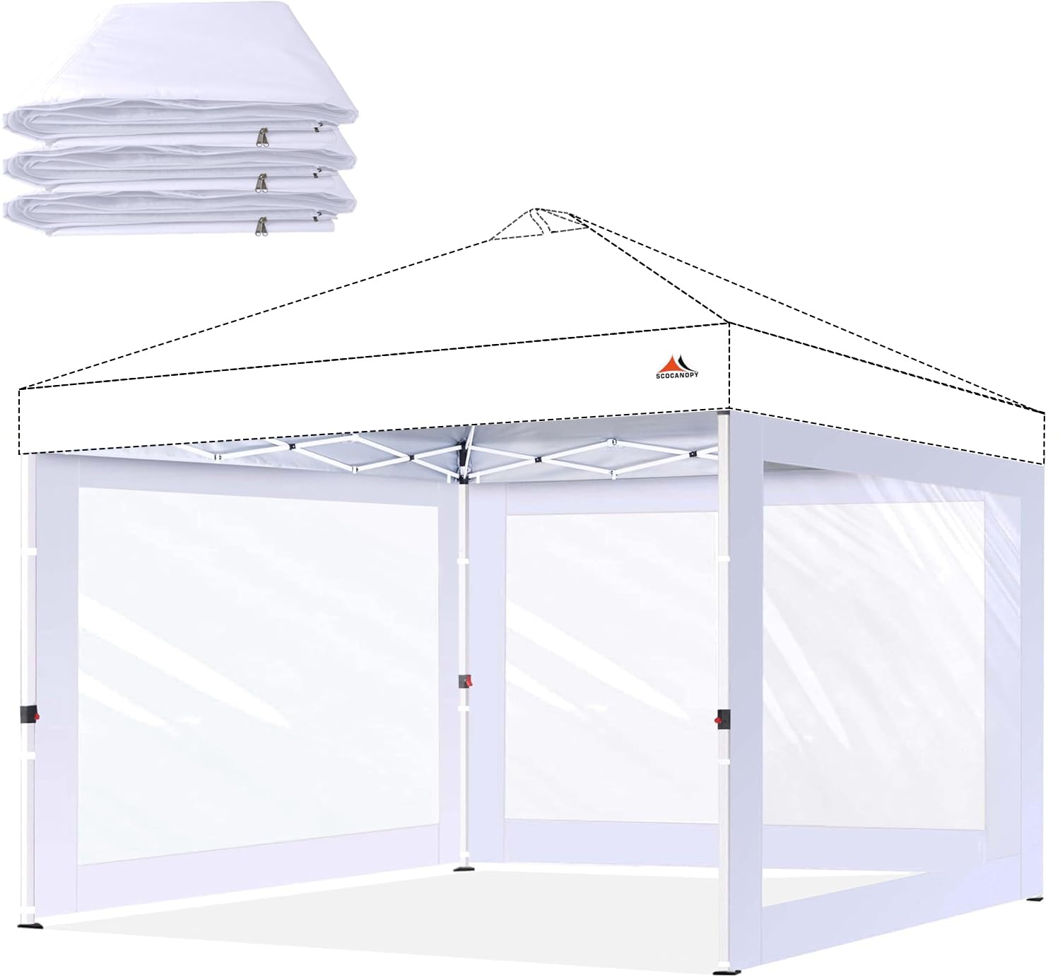 SCOCANOPY Pared lateral para marco de toldo de 10 x 10 pulgadas, paquete de 3 solamente, color blanco