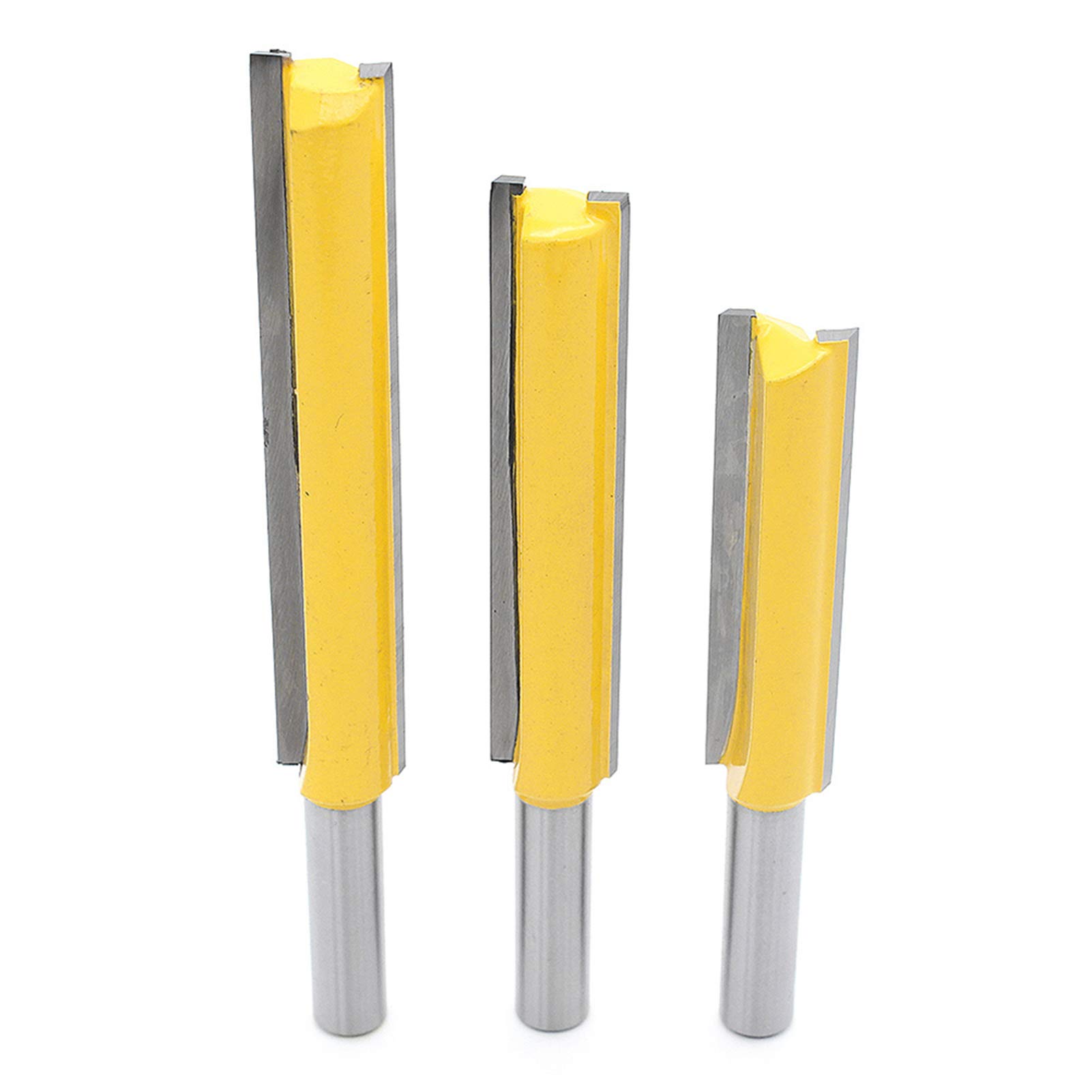 3Pcs 8 mm vástago Hoja extra largo recto Fresa Bit Madera Edición Cutter Set, Brocas rectas de flauta doble, fresas rectas, fresa para trabajar la madera