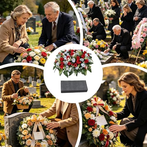 Décorations de tombe et couronnes de cercueil résistantes aux intempéries extérieures - 5