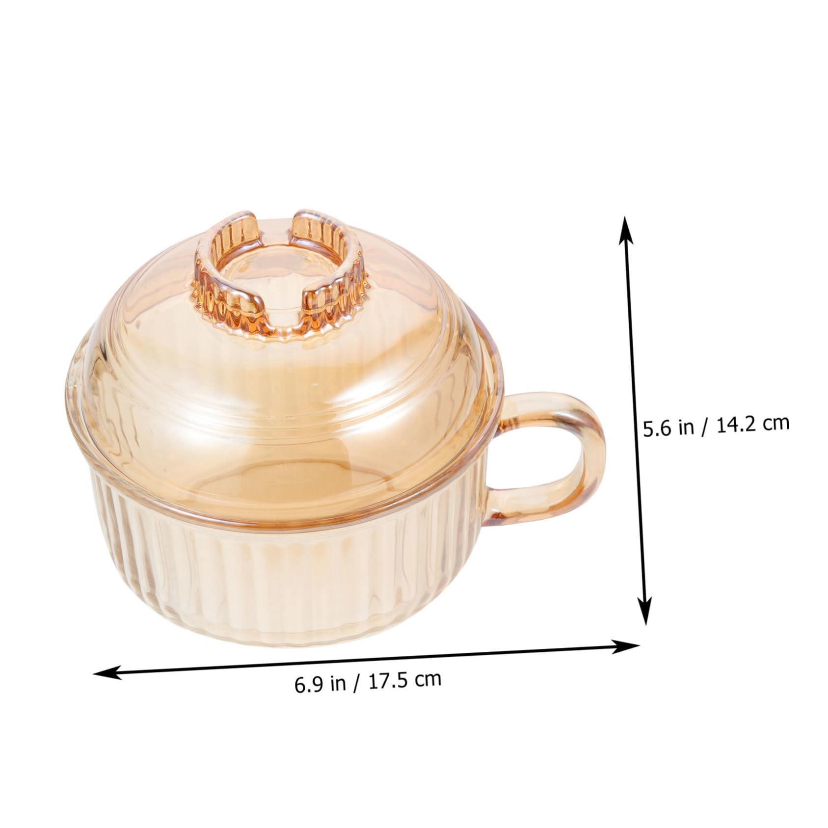Tazón de Sopa para Ramen con Tapa y Asa 550 Ml Vidrio Ámbar Resistente al Microondas Multifunción para Cocina y Mesa Hogar Restaurante Juego de 1 Unidad