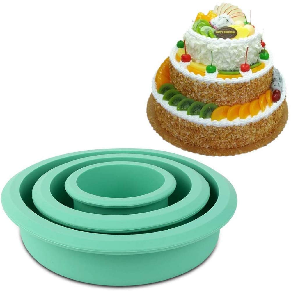 Stampi Per Torta a 3 Strati Stampo Per Torta In Silicone Rotondo Stampo Per Cottura Piatto Per Pizza Stampo Fai-Da-Te Strumenti Rotondi