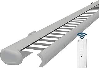 Eclipse Vollkassettenmarkise Premium elektrisch 4x3m Markise Balkon Terrassenüberdachung Kassettenmarkise Gelenkarm Polyacryltuch UV-Schutz 50+ Smarthome-fähiger Dooya Motor, Markisentuch: Grau-Weiß