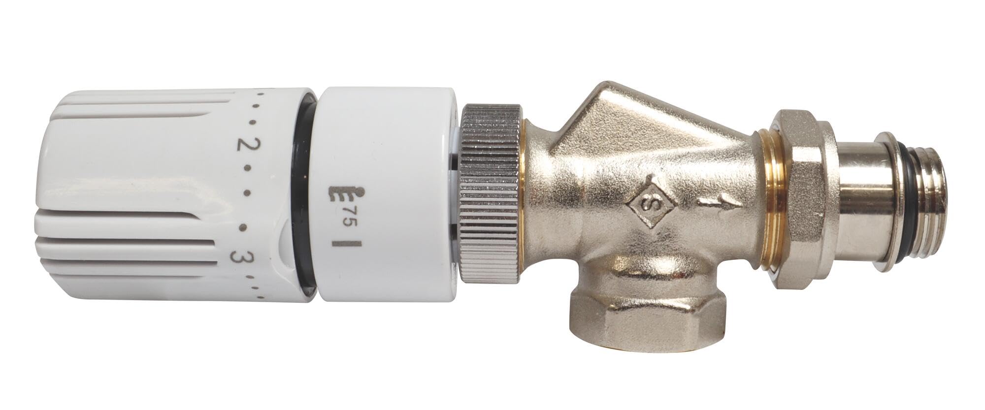 SOMATHERM FOR YOU, Robinet thermostatique équerre inversé 1/2" (15/21) avec tête M30x15, réglable de 5 à 29°C, joint torique intégré, compatible avec tous les radiateurs