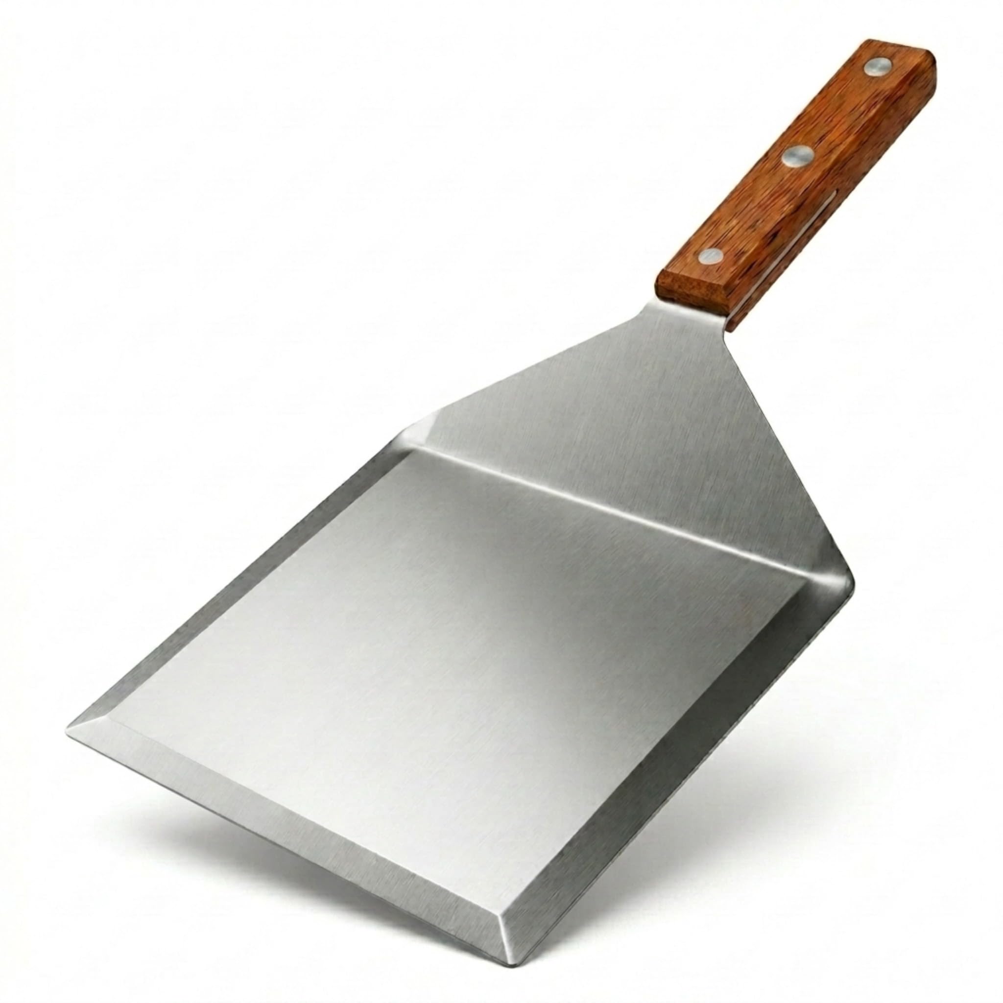 Photo 1 of Extra Wide Spatula with Beveled Edges, Oversized Stainless-Steel Spatula with Wood Handle for Skillets, Griddles & Pancake Flipper for Burgers, Omelet, and Versatile for Culinary Task, 6 x 5-inches