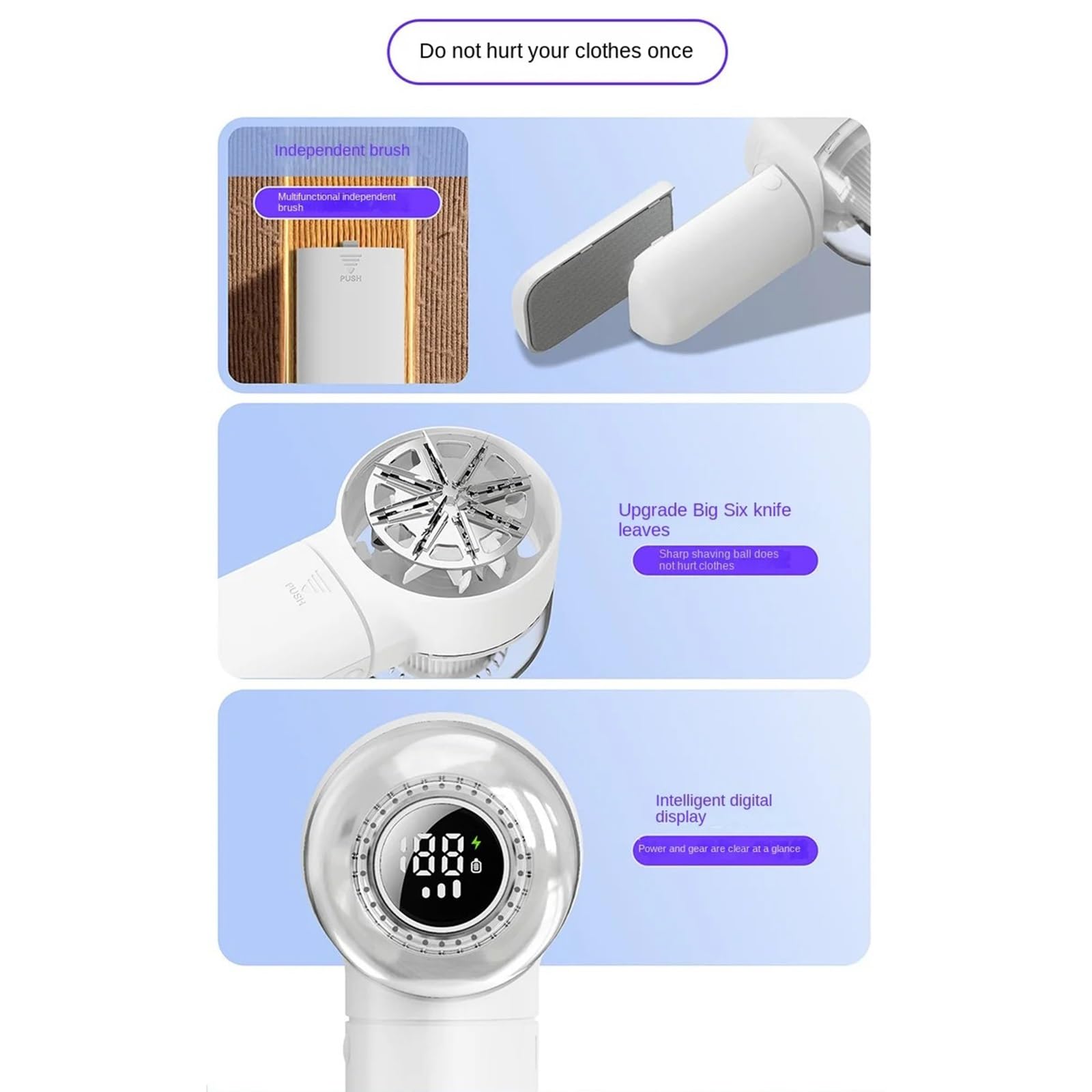 quitapelusas Afeitadora de Tela Recargable de 1200mAh, eliminador de Pelusas, Pelusas, eliminación de carretes, máquina cortadora de Bolas de Pelo for Ropa, suéter quitapelusas de Ropa