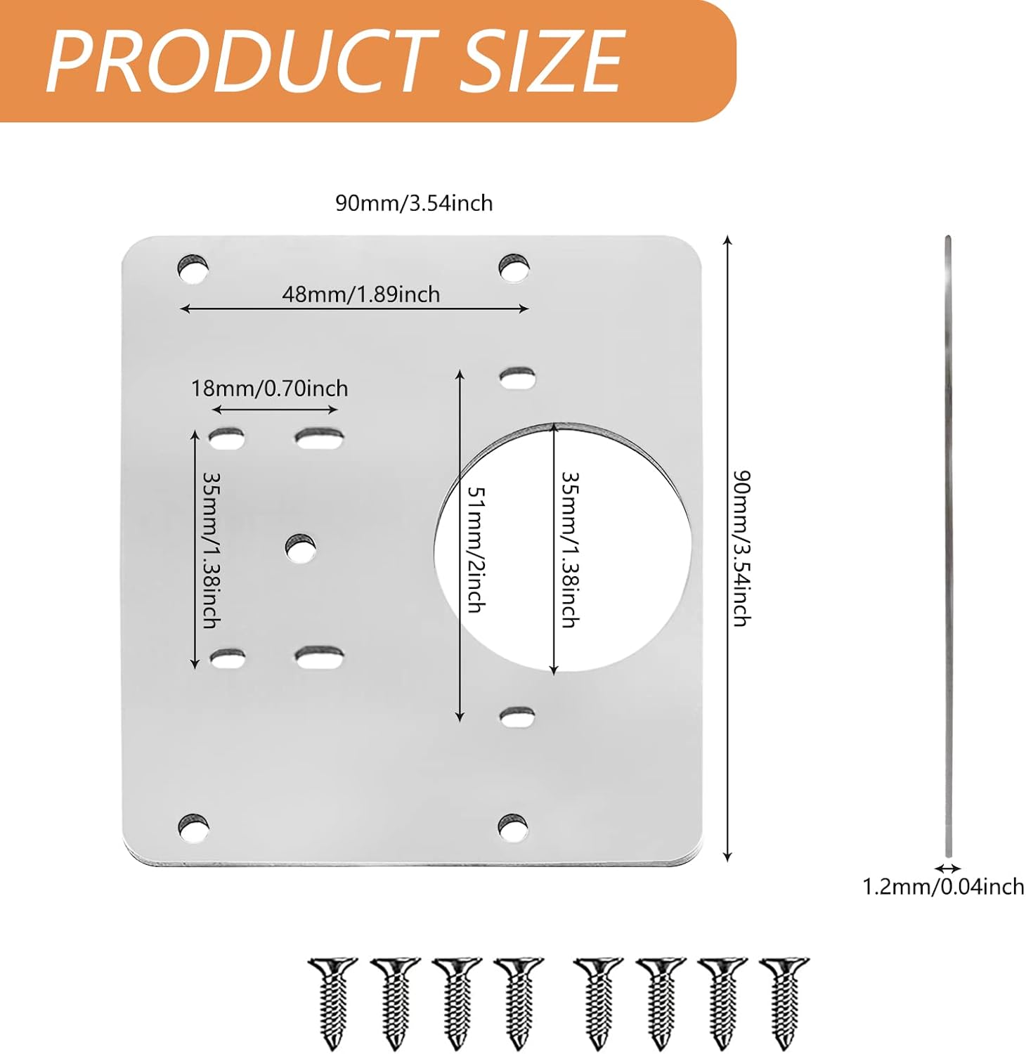 FBFL Stainless Steel Concealed Cabinet Hinge Repair Plate Kit, 2 pcs, Silver, With Hole, Door Mount, 9*8*0.1 - Image 3