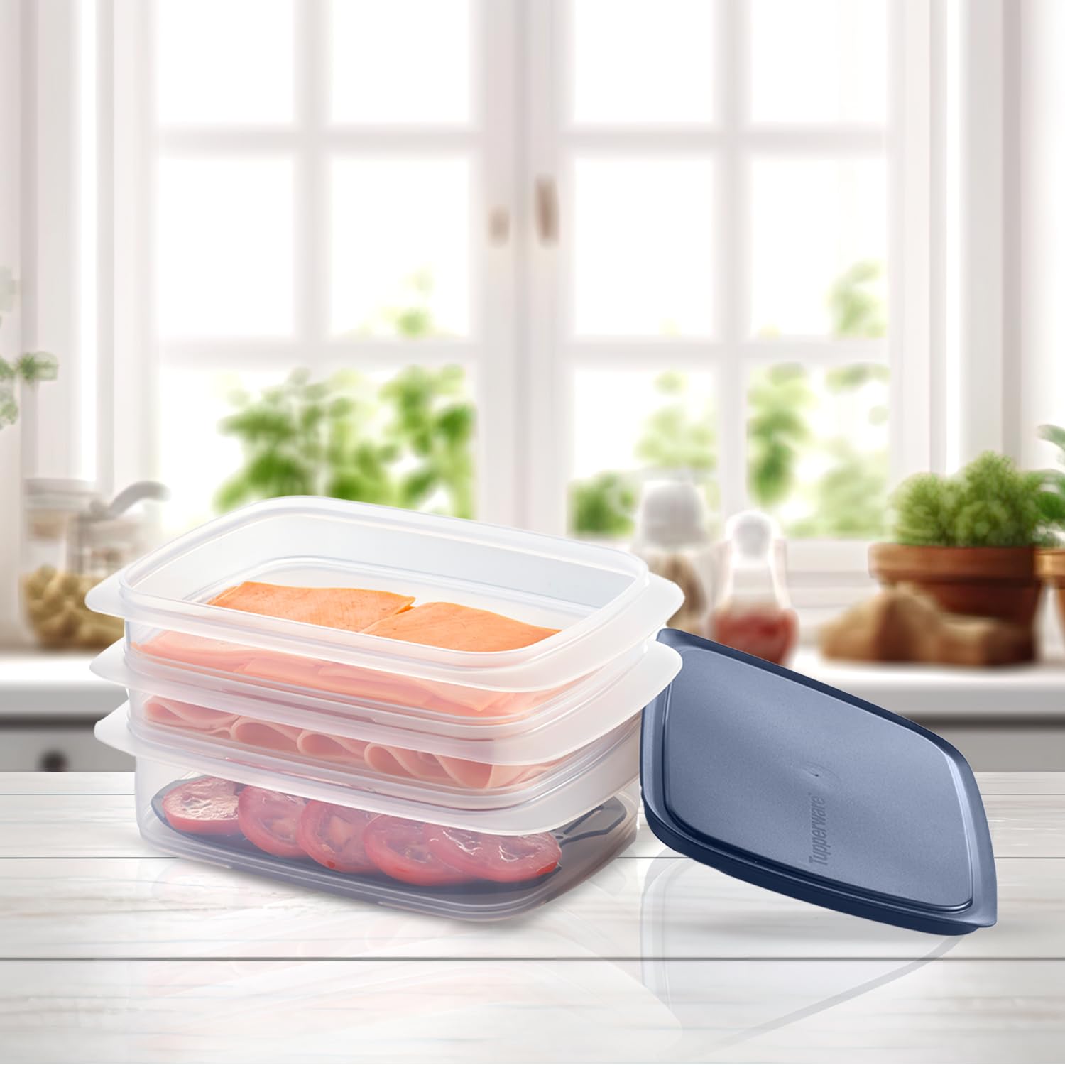 Amazon｜Tupperware 冷蔵庫 積み重ね可能 ファミリー 食品保存容器3点