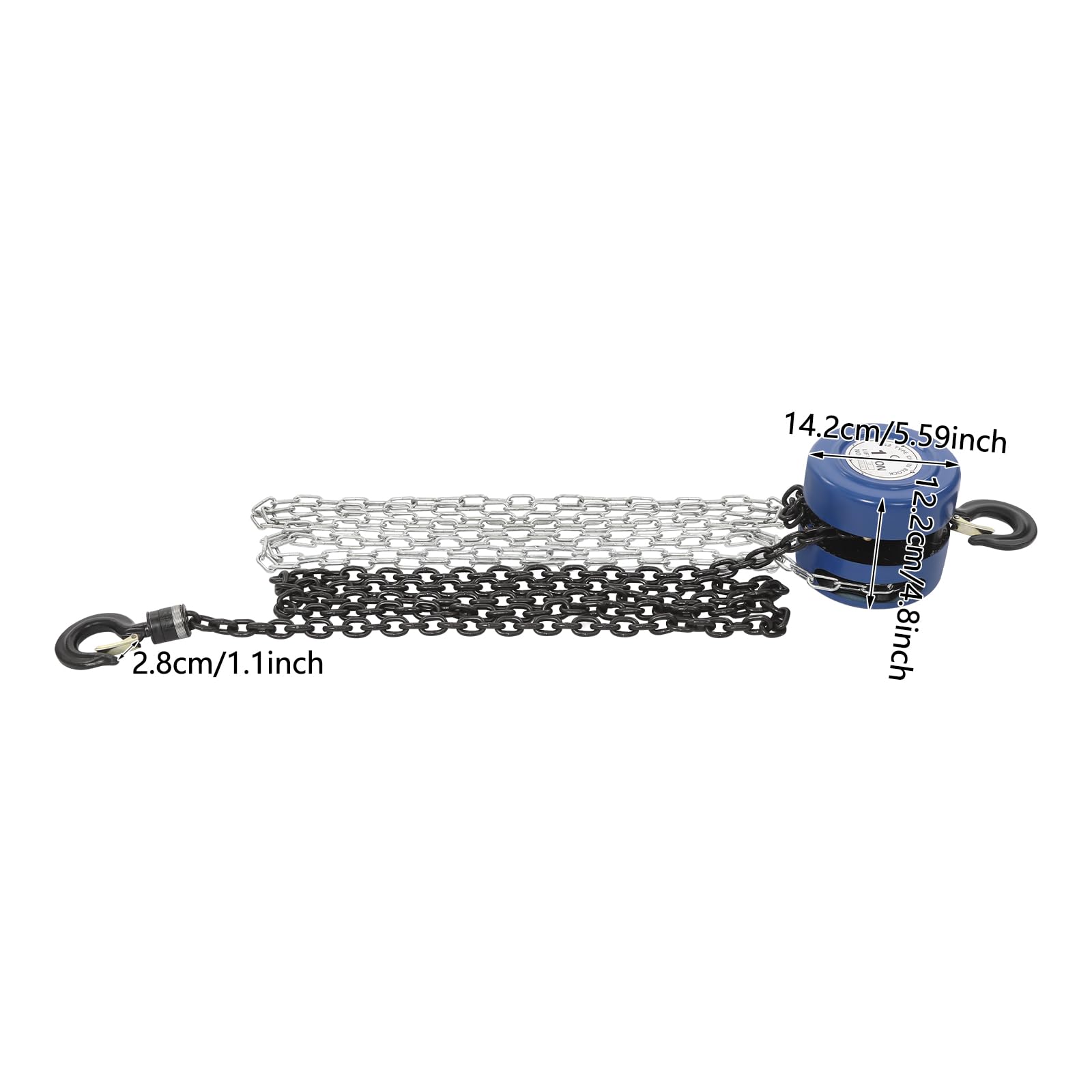 Carrello a catena manuale, altezza di sollevamento 3 m, lunghezza della catena 3 m, catena in acciaio con gancio girevole a 360°, per garage, officina, magazzino (blu, 1000 kg)