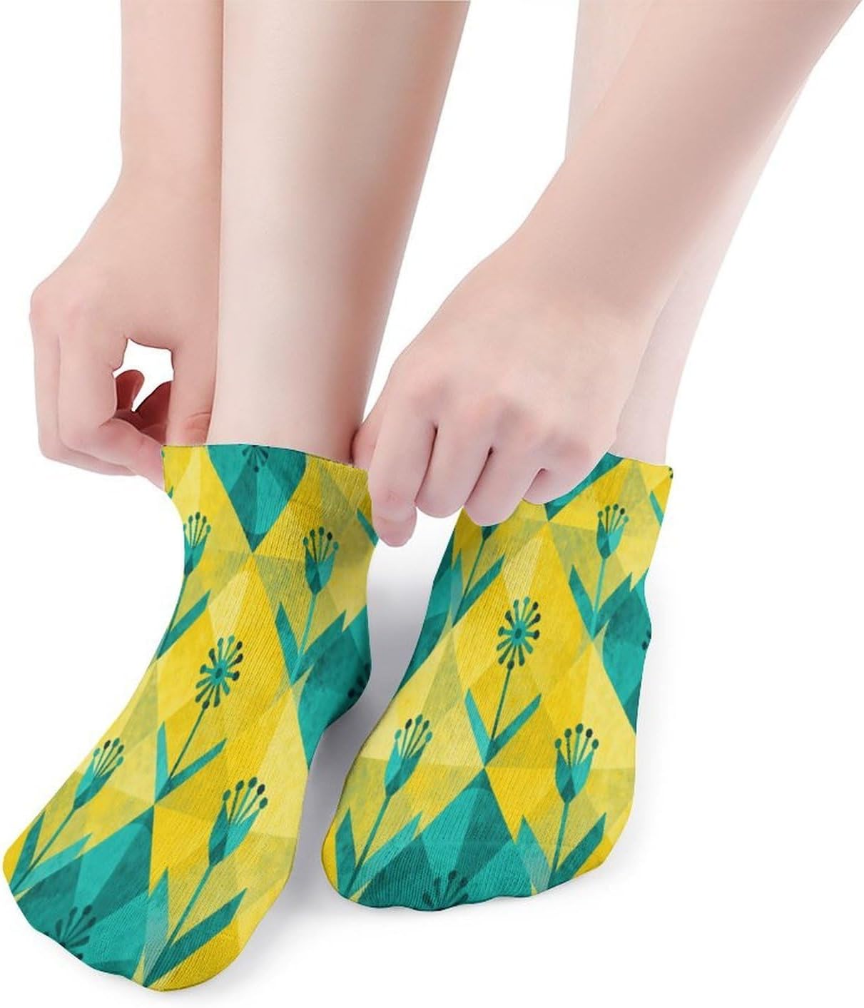 Haruno Geometry Crew Sock for Men Women Funny Novelty Socks Athletic Ankle Socks Comfort Soft Low Cut Tab Sock 5 Pairs