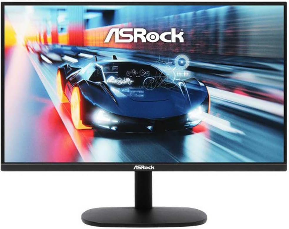 Front view of ASRock CL25FF monitor with stand