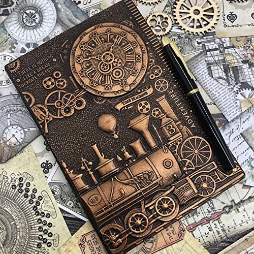 3D Panel Vintage Diary + Pen, A5 Notebook Lined, Personal Organiser Planner Journal Notebook, Birthday Gift for Men Women Adults Children