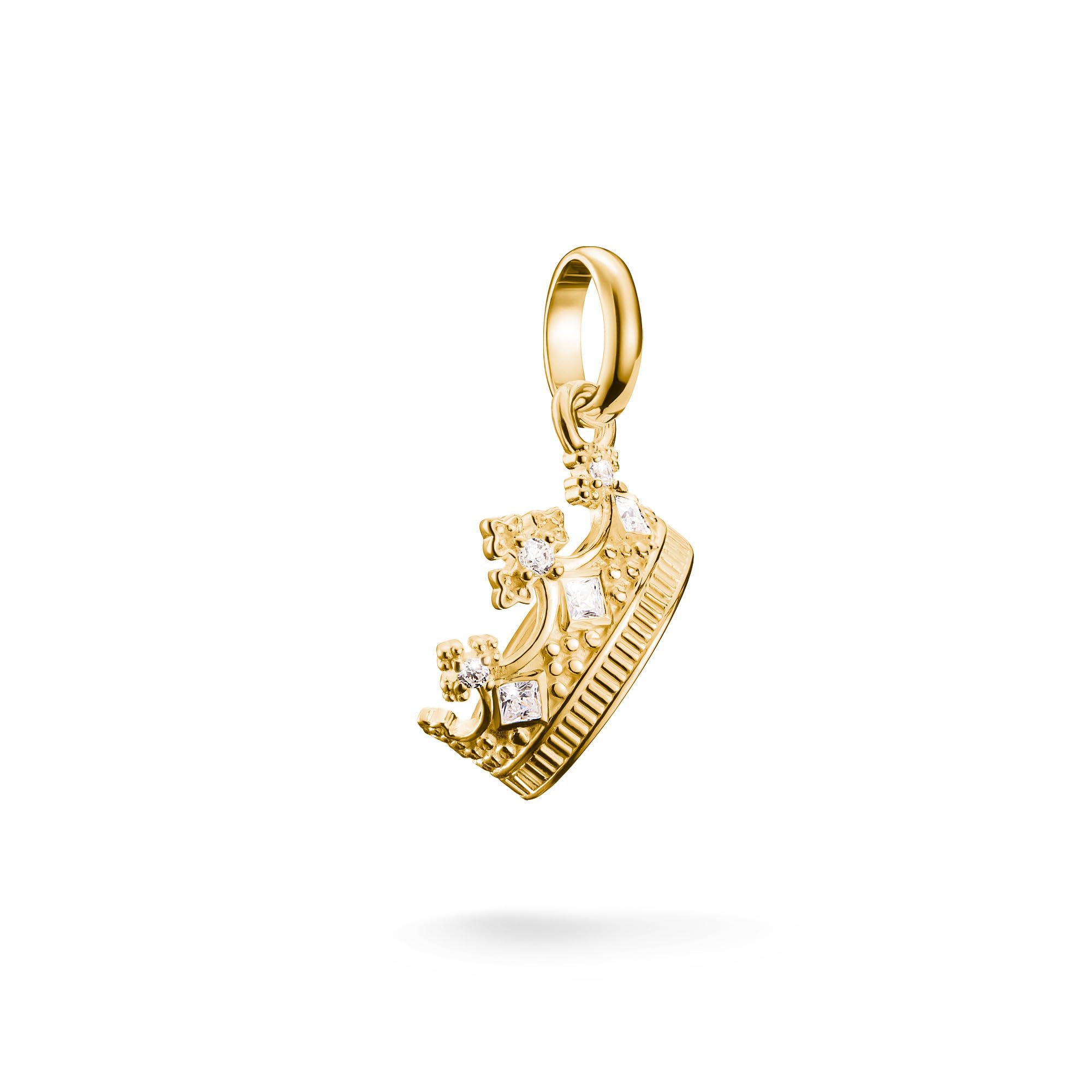 THOMAS SABO Charm-Anhänger Krone mit Steinen Connect vergoldet 18k Vergoldung, Recyceltes 925 Silber