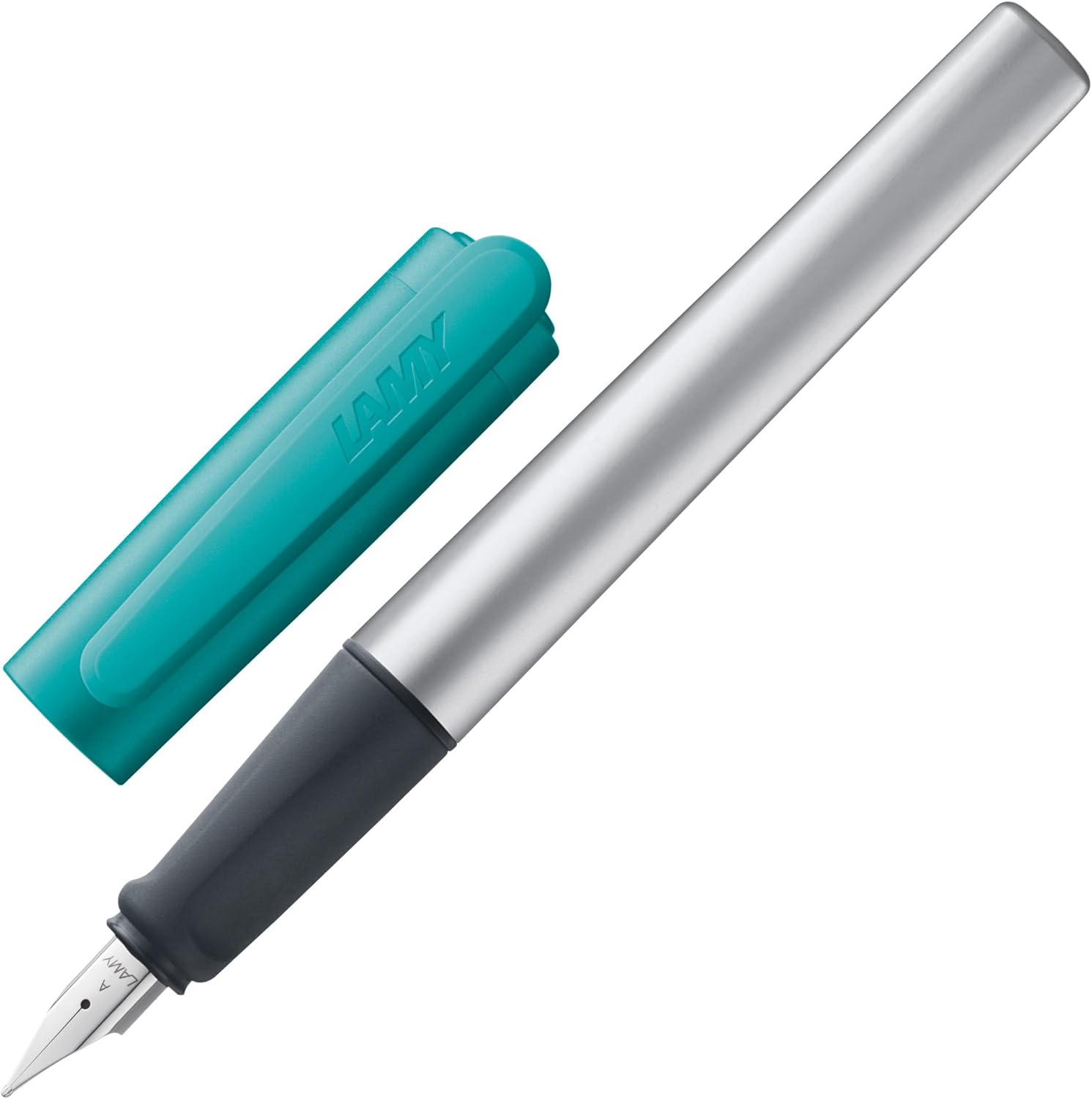 LAMY nexx smaragd – Fountain Pen with slip-proof grip & polished steel nib in size A - triangular aluminum body - including LAMY T 10 blue cartridge - Right-Handed