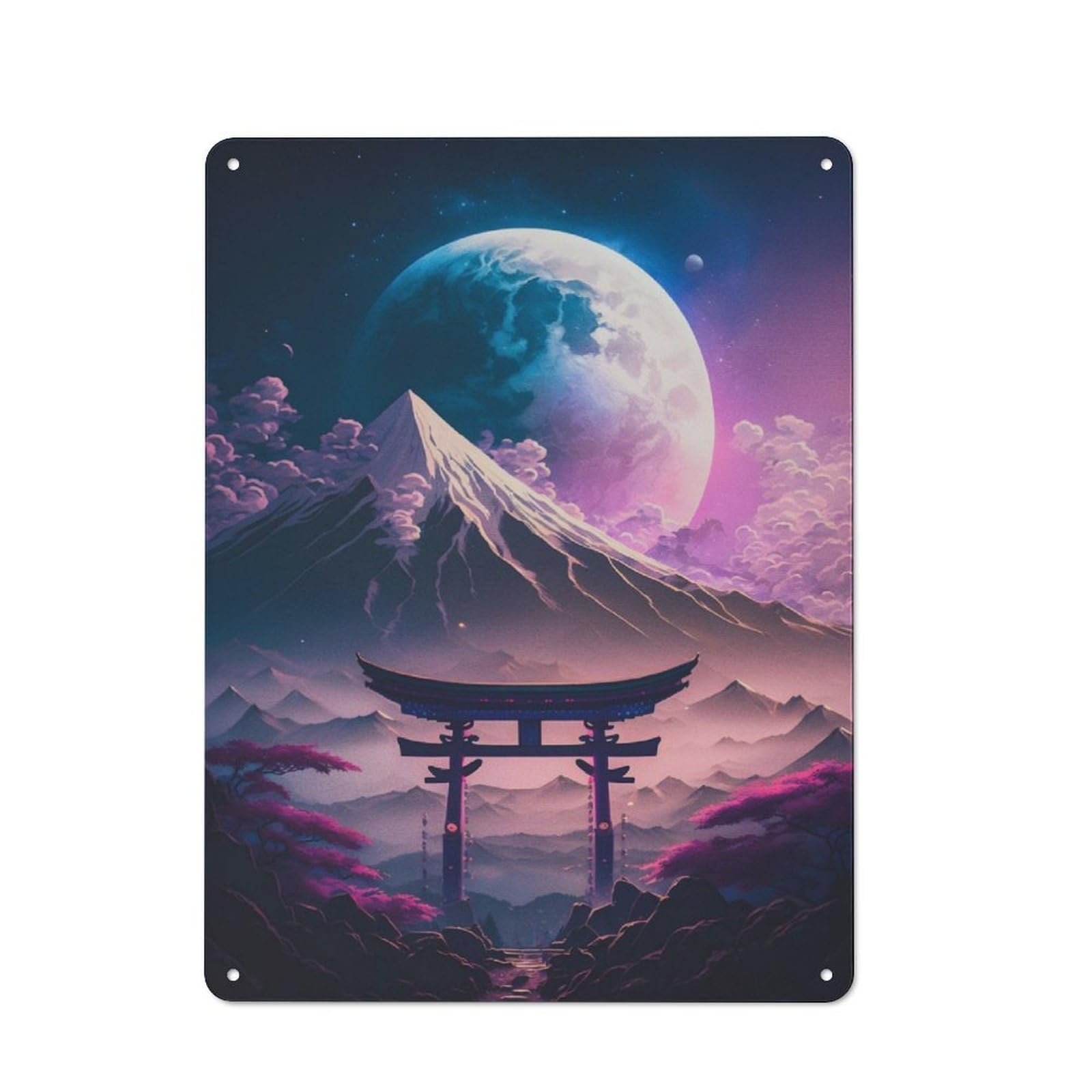 Junmoney Full Moon In Japan Vintage Metal Plaque 40X30cm Featuring For Pub Or Café, Suited To Café Interior Fans