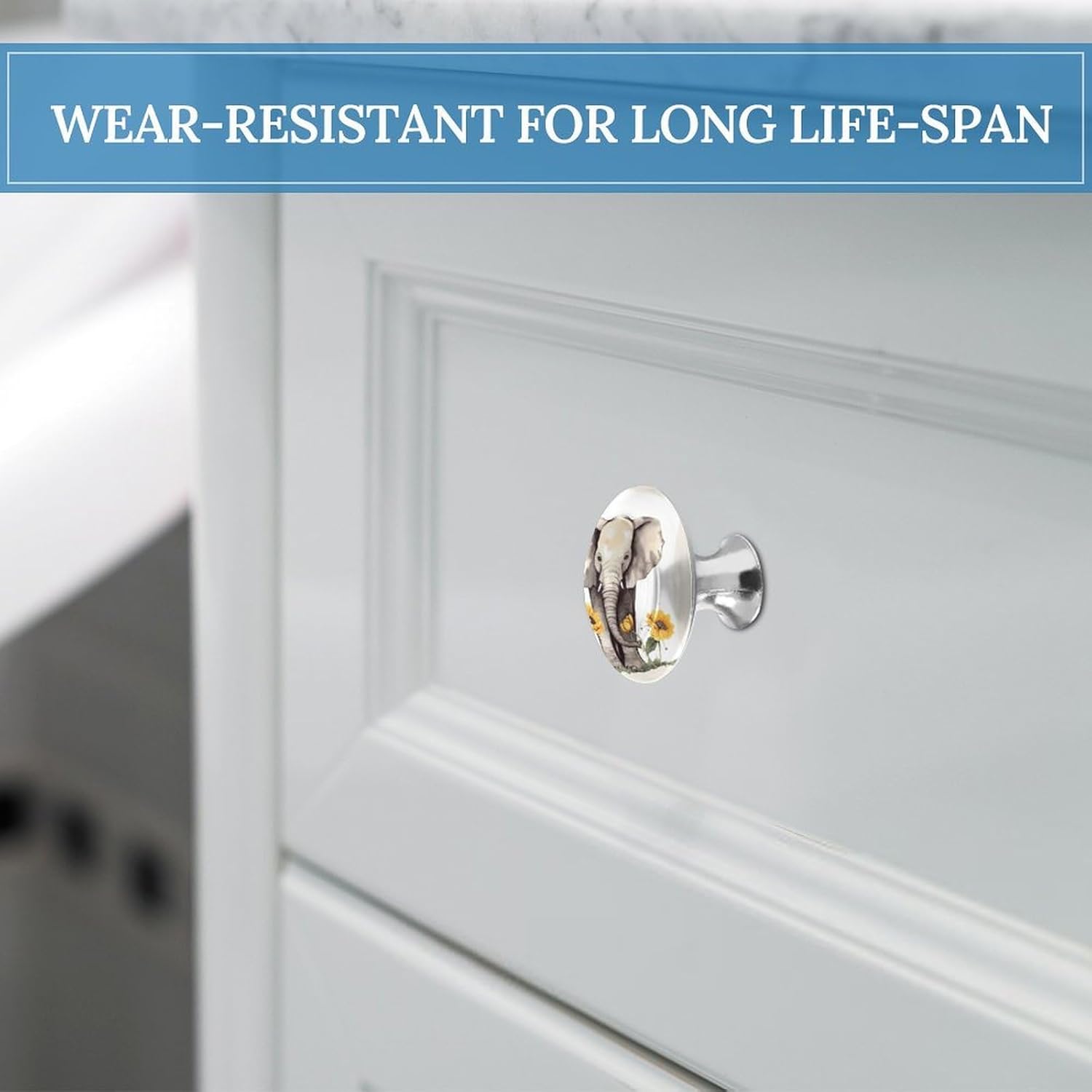 Cabinet Handles Round Drawer Pulls Elephant and Sunflower Dresser Knobs for Cabinets and Drawers Handle Kitchen Cabinet Pulls for Bathroom Cupboard Drawers Cabinet Pulls for Kitchen Door