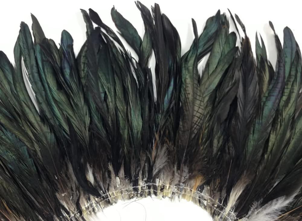 1/2 Yard - Natural Black Half Bronze Coque Tail Strung Wholesale Feathers (Bulk) Costume Craft Supply | Moonlight Feather